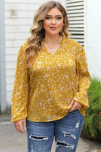 Load image into Gallery viewer, Plus Size Notched Neck Smocked Blouse
