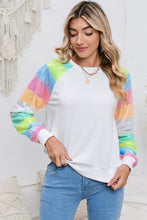 Load image into Gallery viewer, Round Neck Color Block Glitter Sleeve Sweatshirt
