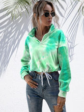 Load image into Gallery viewer, Tie-Dye Quarter Zip Dropped Shoulder Sweatshirt
