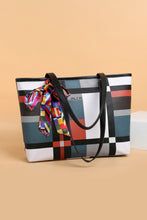 Load image into Gallery viewer, Color Block Tie Detail PU Leather Tote Bag
