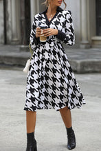 Load image into Gallery viewer, Houndstooth Johnny Collar Tie Waist Dress
