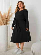 Load image into Gallery viewer, Plus Size Tie Waist Long Sleeve Dress
