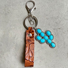 Load image into Gallery viewer, Turquoise Genuine Leather Key Chain
