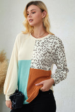 Load image into Gallery viewer, Leopard Patchwork Long Sleeve Top
