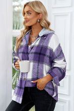 Load image into Gallery viewer, Button Up Plaid Hooded Jacket
