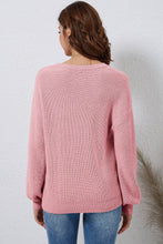 Load image into Gallery viewer, V-Neck Ribbed Dropped Shoulder Sweater
