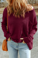 Load image into Gallery viewer, Dropped Shoulder Boat Neck Sweater Pullover with Pocket
