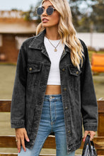 Load image into Gallery viewer, Buttoned Collared Neck Denim Jacket with Pockets
