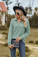 Load image into Gallery viewer, Collared Neck Cable-Knit Long Sleeve Blouse
