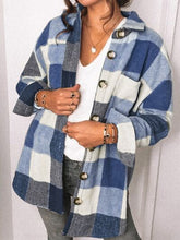 Load image into Gallery viewer, Plaid Pocketed Dropped Shoulder Button Up Jacket
