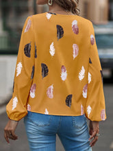 Load image into Gallery viewer, Printed Notched Neck Long Sleeve Blouse
