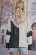 Load image into Gallery viewer, Exposed Seam Color Block Hoodie with Drawstring
