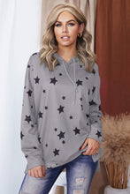 Load image into Gallery viewer, Star Print Drawstring Detail Hoodie
