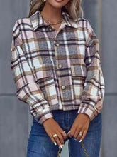 Load image into Gallery viewer, Plaid Collared Neck Button Down Jacket
