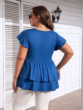 Load image into Gallery viewer, Plus Size V-Neck Flutter Sleeve Blouse
