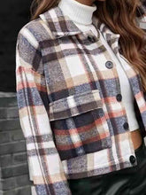 Load image into Gallery viewer, Plaid Collared Neck Button Down Jacket
