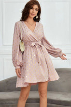 Load image into Gallery viewer, Tied Printed Surplice Long Sleeve Dress
