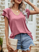 Load image into Gallery viewer, Layered Flutter Sleeve V-Neck Top
