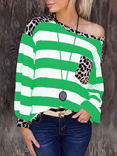 Load image into Gallery viewer, Striped Leopard Long Sleeves Top
