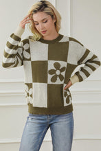 Load image into Gallery viewer, Contrast Round Neck Long Sleeve Sweater
