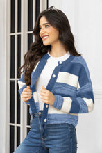 Load image into Gallery viewer, Striped Button Up Long Sleeve Cardigan
