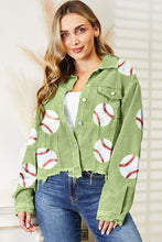 Load image into Gallery viewer, Ball Sequin Dropped Shoulder Raw Hem Jacket
