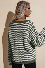 Load image into Gallery viewer, Striped Dropped Shoulder Sweater
