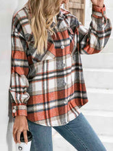 Load image into Gallery viewer, Plaid Collared Neck Button Down Jacket
