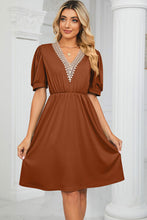 Load image into Gallery viewer, V-Neck Puff Sleeve Dress
