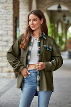 Load image into Gallery viewer, Plaid Collared Dropped Shoulder Jacket
