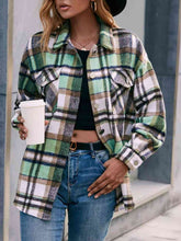 Load image into Gallery viewer, Plaid Collared Neck Button Down Jacket
