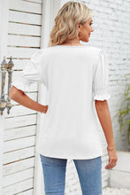 Load image into Gallery viewer, Smocked Square Neck Short Sleeve T-Shirt
