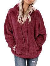 Load image into Gallery viewer, Drawstring Teddy Hoodie with Pocket
