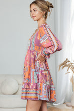 Load image into Gallery viewer, Printed Scoop Neck Flounce Sleeve Dress
