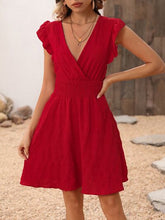Load image into Gallery viewer, Smocked Ruffled Surplice Mini Dress
