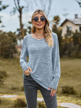 Load image into Gallery viewer, Round Neck Long Sleeve Buttoned T-Shirt
