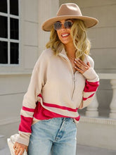 Load image into Gallery viewer, Color Block Half Zip Knit Top
