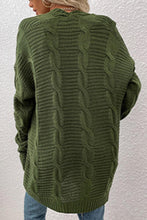 Load image into Gallery viewer, Cable-Knit Open Front Cardigan with Pockets
