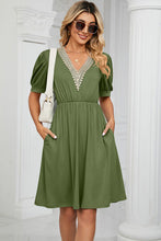 Load image into Gallery viewer, V-Neck Puff Sleeve Dress
