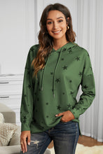 Load image into Gallery viewer, Star Print Drawstring Detail Hoodie
