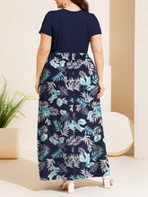 Load image into Gallery viewer, Plus Size Printed Round Neck Short Sleeve Maxi Dress
