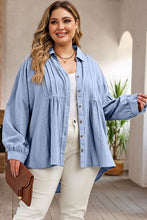 Load image into Gallery viewer, Plus Size High-Low Button Up Dropped Shoulder Shirt
