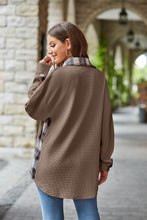 Load image into Gallery viewer, Plaid Collared Dropped Shoulder Jacket
