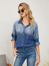 Load image into Gallery viewer, Pocketed Button Up Dropped Shoulder Denim Jakcet
