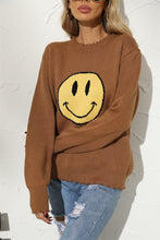 Load image into Gallery viewer, Round Neck Long Sleeve Smily Face Graphic Sweater
