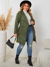 Load image into Gallery viewer, Plus Size Tie Back Trench Coat
