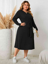 Load image into Gallery viewer, Plus Size Tie Waist Long Sleeve Dress
