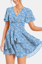 Load image into Gallery viewer, Surplice Neck Flutter Sleeve Dress
