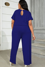 Load image into Gallery viewer, Plus Size Drawstring Waist Short Sleeve Jumpsuit
