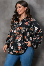 Load image into Gallery viewer, Plus Size Printed Johnny Collar Long Sleeve Blouse
